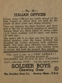 1934 Goudey Soldier Boys (R142) #10 Italian Officer Back