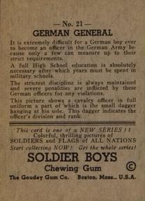 1934 Goudey Soldier Boys (R142) #21 German General Back