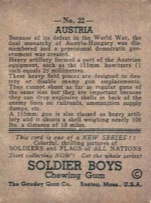 1934 Goudey Soldier Boys (R142) #22 Austria Back