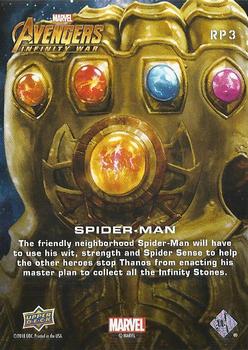 2018 Upper Deck Marvel Avengers Infinity War - Remarkable People #RP3 Spider-Man Back