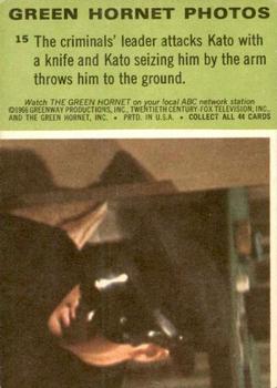 1966 Donruss The Green Hornet #15 The criminals' leader attacks Kato with a knife an Back