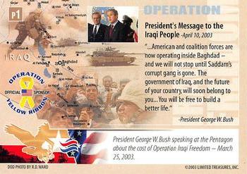 2003 Limited Treasures Operation Iraqi Freedom Promos #P1 George Bush Back