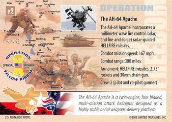 2003 Limited Treasures Operation Iraqi Freedom Promos #P2 AH-64 Apache Back