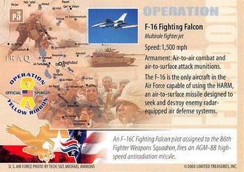 2003 Limited Treasures Operation Iraqi Freedom Promos #P3 F16 Fighting Falcon Back
