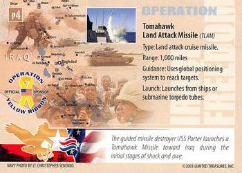2003 Limited Treasures Operation Iraqi Freedom Promos #P4 Tomahawk Missile Back