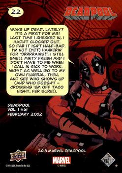 2019 Upper Deck Marvel Deadpool #22 Funeral Back