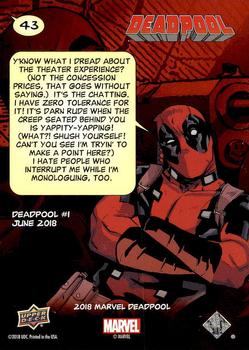 2019 Upper Deck Marvel Deadpool #43 At The Movies Back