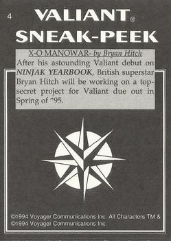 1994 Valiant Sneak-Peek #4 X-O Manowar Back