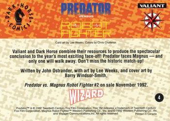 1992-93 Wizard Magazine Specials - Predator vs Robot Fighter #4 Predator vs. Magnus Robot Fighter #2 Back