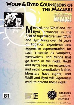 1996 Dynamic Entertainment Creators Alternate Universe #81 Wolff & Byrd Counselors of the Macabre Back
