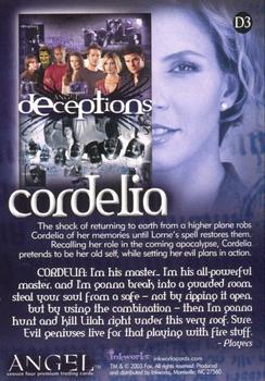 2003 Inkworks Angel Season 4 - Deceptions Foil Puzzle Cards #D3 Cordelia Back