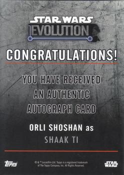 2016 Topps Star Wars Evolution - Autographs #NNO Orli Shoshan Back