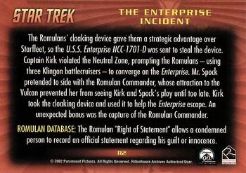 2002 Rittenhouse Star Trek: Nemesis - Romulan History #R2 The Enterprise Incident Back