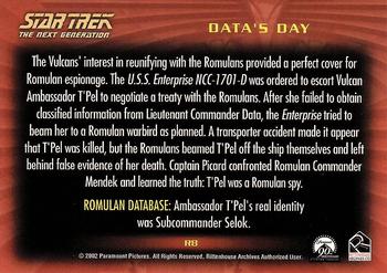 2002 Rittenhouse Star Trek: Nemesis - Romulan History #R8 Data's Day Back