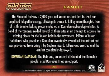 2002 Rittenhouse Star Trek: Nemesis - Romulan History #R16 Gambit Back