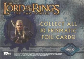 2002 Topps Lord of the Rings: The Two Towers - Prismatic Foil #10 Legolas Back