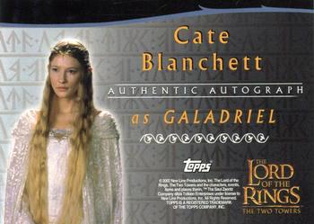 2002 Topps Lord of the Rings: The Two Towers - Autographs #NNO Cate Blanchett Back