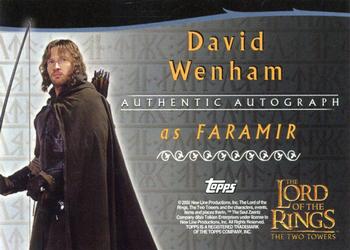 2002 Topps Lord of the Rings: The Two Towers - Autographs #NNO David Wenham Back