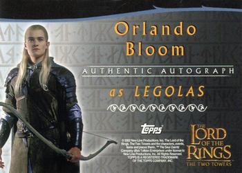 2002 Topps Lord of the Rings: The Two Towers - Autographs #NNO Orlando Bloom Back