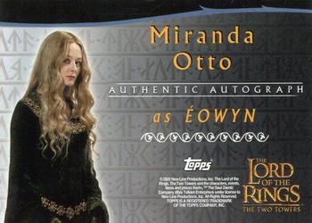 2002 Topps Lord of the Rings: The Two Towers - Autographs #NNO Miranda Otto Back