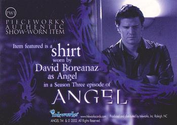 2002 Inkworks Angel Season 3 - Pieceworks Costume Relics #PW1 David Boreanaz Back