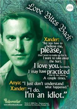 2002 Inkworks Buffy the Vampire Slayer Season 6 - Love Bites Back #LBB1 Xander Back