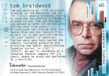 2002 Inkworks X-Files Season 8 - Autographs #A15 Tom Braidwood Back