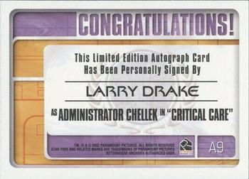 2002 Rittenhouse The Complete Star Trek: Voyager - Autographs #A9 Larry Drake Back