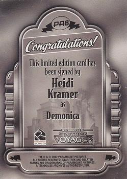 2002 Rittenhouse The Complete Star Trek: Voyager - Captain Proton Signature Series #PA8 Heidi Kramer Back