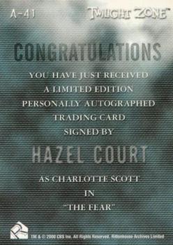 2002 Rittenhouse Twilight Zone Shadows and Substance Series 3 - Autographs #A-41 Hazel Court Back