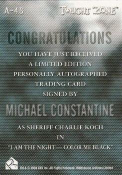 2002 Rittenhouse Twilight Zone Shadows and Substance Series 3 - Autographs #A-48 Michael Constantine Back
