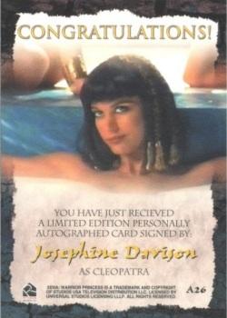 2002 Rittenhouse Xena Beauty & Brawn - Autographs #A26 Josephine Davison Back