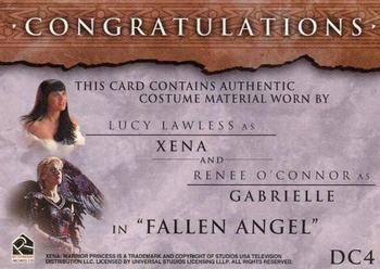 2002 Rittenhouse Xena Beauty & Brawn - From the Archives Dual Costume Cards #DC4 Xena / Renee O'Connor Back
