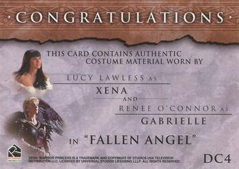 2002 Rittenhouse Xena Beauty & Brawn - From the Archives Dual Costume Cards #DC4 Xena / Renee O'Connor Back