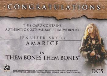 2002 Rittenhouse Xena Beauty & Brawn - From the Archives Dual Costume Cards #DC5 Amarice Back
