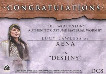 2002 Rittenhouse Xena Beauty & Brawn - From the Archives Dual Costume Cards #DC8 Xena Back