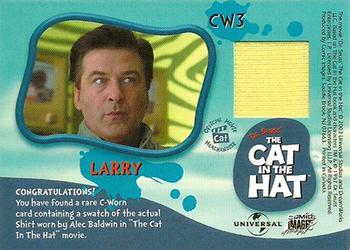 2003 Comic Images The Cat in the Hat - Memorabilia #CW3 Alec Baldwin Back