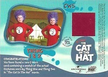 2003 Comic Images The Cat in the Hat - Memorabilia #CW5 Thing 1 and Thing 2 Costumes Back