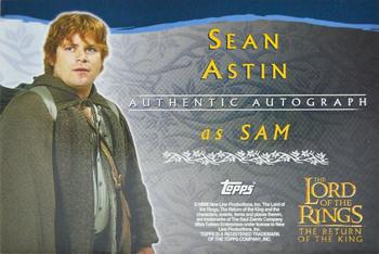 2003 Topps Lord of the Rings: The Return of the King - Autographs #NNO Sean Astin Back