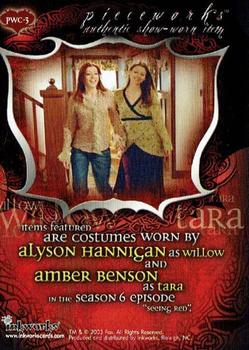2003 Inkworks Buffy Connections - Pieceworks Dual Costume Cards #PWC-3 Willow / Tara Back