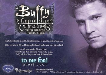 2003 Inkworks Buffy Connections - Promos #P-FOA Angel / Buffy Back