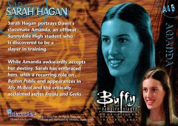 2003 Inkworks Buffy the Vampire Slayer Season 7 - Autographs #A46 Sarah Hagan Back