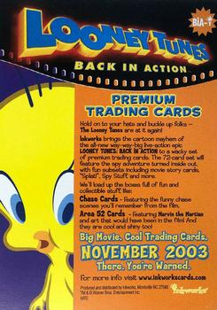 2003 Inkworks Looney Tunes Back in Action - Promos #BiA-i inworkscards.com exclusive Back
