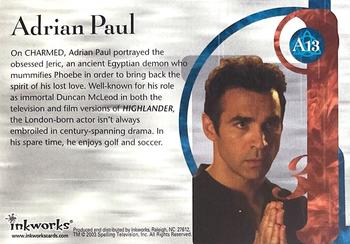 2003 Inkworks Charmed Power of Three - Autographs #A13 Adrian Paul Back