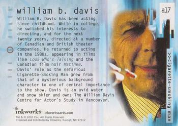 2003 Inkworks X-Files Season 9 - Autographs #A17 William B. Davis Back