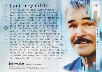 2003 Inkworks X-Files Season 9 - Autographs #A20 Burt Reynolds Back