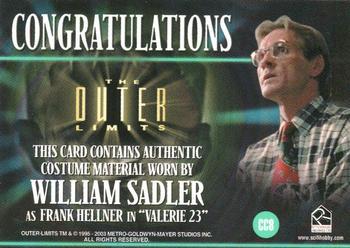 2003 Rittenhouse The Outer Limits: Sex, Cyborgs & Science Fiction - From The Archives Costume Cards #CC8 William Sadler Back