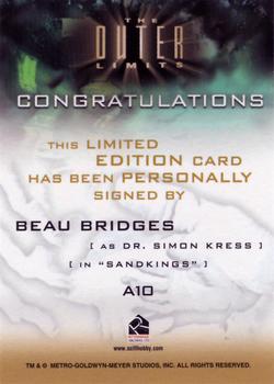 2003 Rittenhouse The Outer Limits: Sex, Cyborgs & Science Fiction - Autographs #A10 Beau Bridges Back
