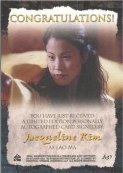 2003 Rittenhouse The Quotable Xena: Warrior Princess  - Autographs #A37 Jacqueline Kim Back