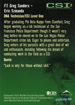 2003 Strictly Ink CSI Series 1 - Stars of CSI Gold #F7 Eric Szmanda Back